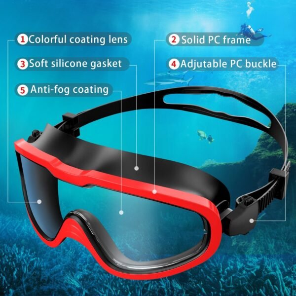 Swimming Goggles with Solid PC Frame and Soft Silicone Gasket - Image 2