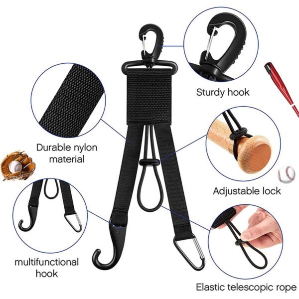 Baseball Bat Buckle Carabiner for Sports Equipment Adjustable - Image 3